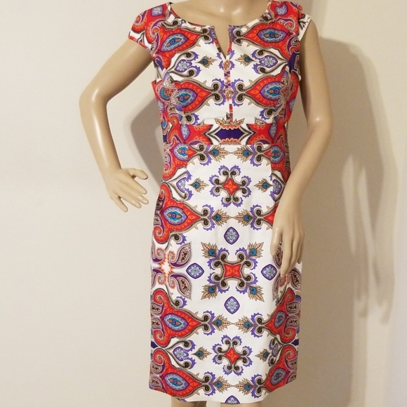 Nine West Womens Cap Sleeve Seam Detail Dress
